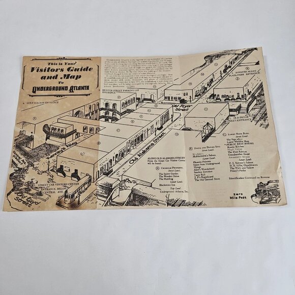Vintage 70s Map Underground Atlanta Visitors Guide Trifold Ephemera Memorabilia - Picture 3 of 5